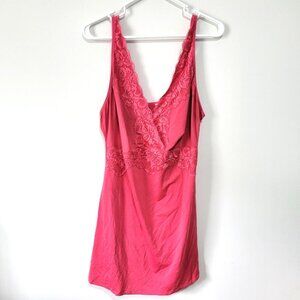 Body Form Nightgown 2X Plus Size Women Sexy Pink Lace Accents Adjustable Straps